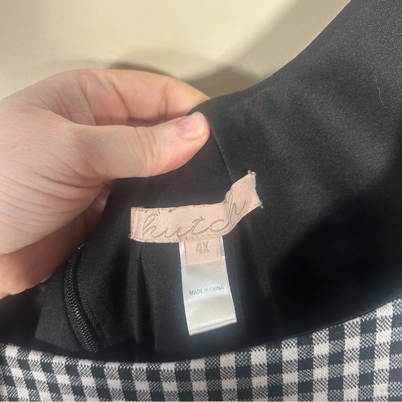 Anthropologie Hutch Black White Micro Gingham Sleeveless Knee Length Dress 4X - Picture 4 of 7